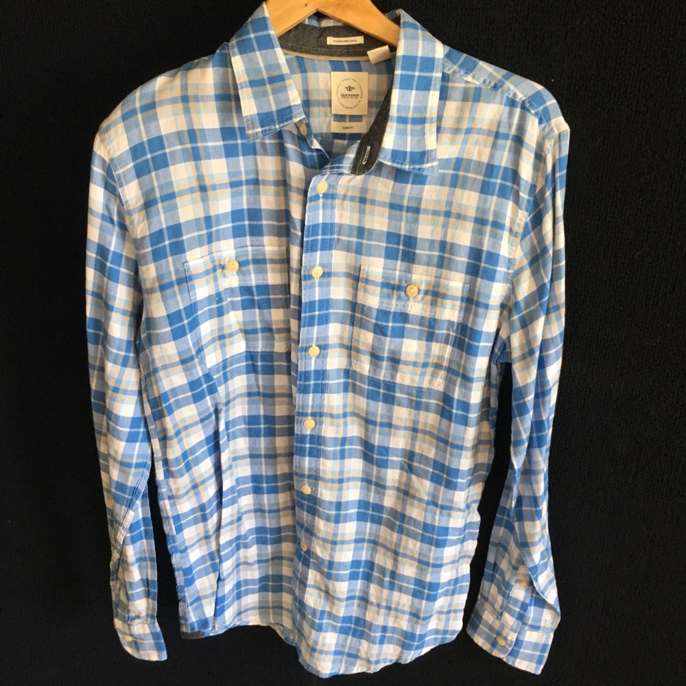 Dockers Blue plaid button down M slim fit